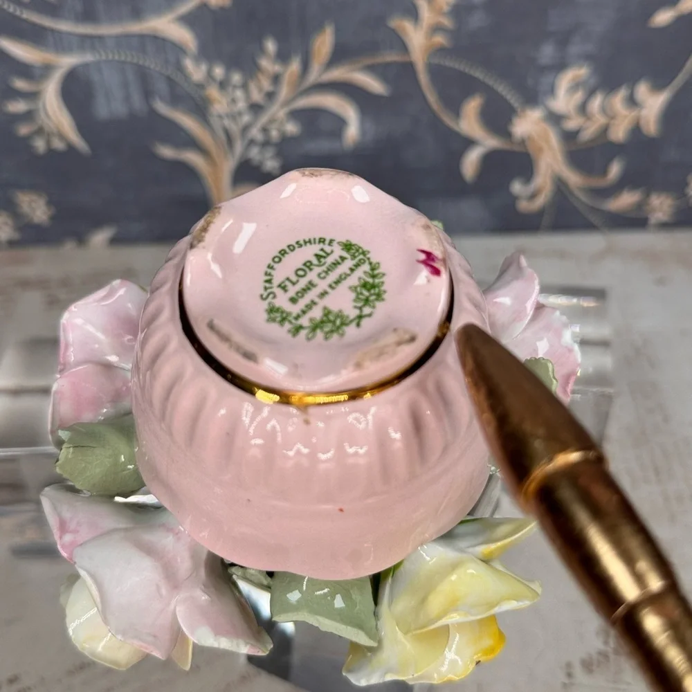 Vintage Staffordshire Bone China Floral Arrangement England Hand Painted